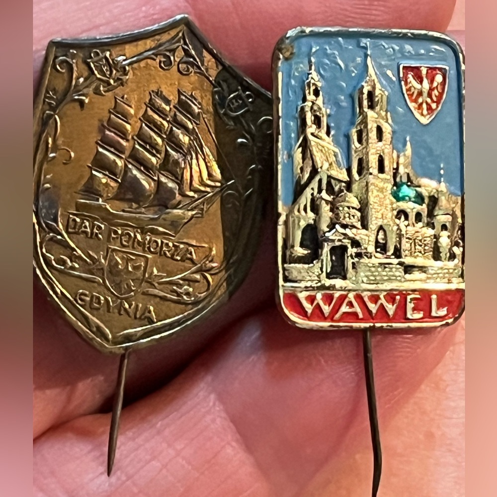 Antique Dar Pomorza Gdynia Pin Poland Full Rigged Nautical Ship Jewelry